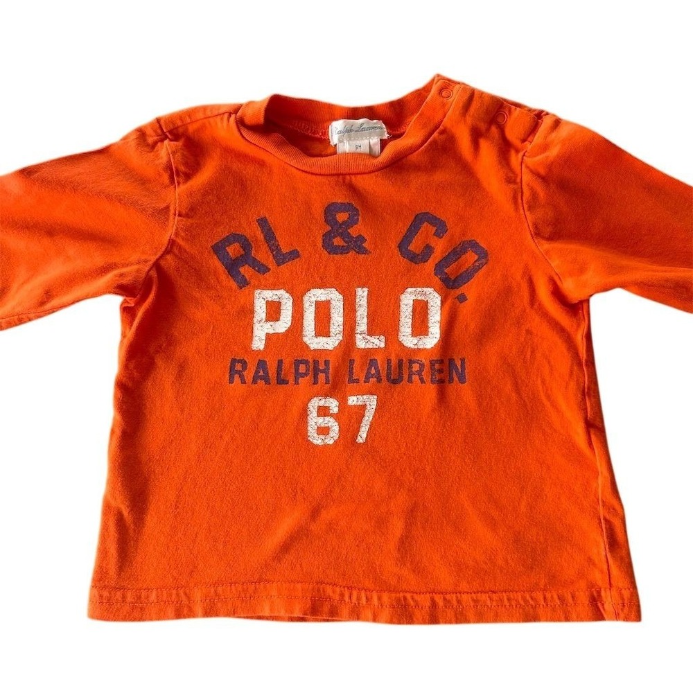 Ralph Lauren Polo Baby Long Sleeve Shirt Orange 9M Unisex - Picture 2 of 8